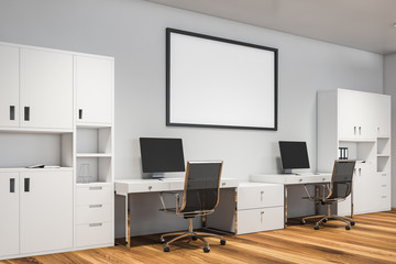 White manager office with poster