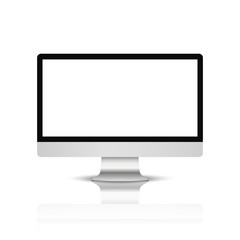Fototapeta premium Realistic computer or Pc monitor isolated on transparent background. Vector mockup.