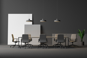 Interior of gray office conference room
