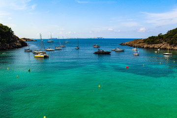 Obraz premium boats in bay one place in Ibiza