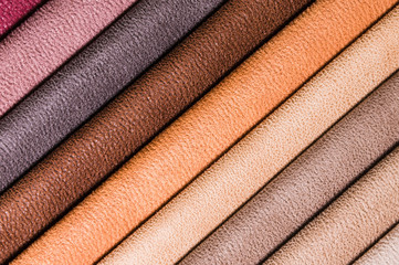 A set of samples of fabric furniture decoration lines of textile textures. Multicolored stripes...