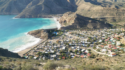 Playa El Portus Nudist Beach in Cartagena near Murcia, Spain.