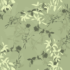 Leaves texture pattern.Watercolor floral background