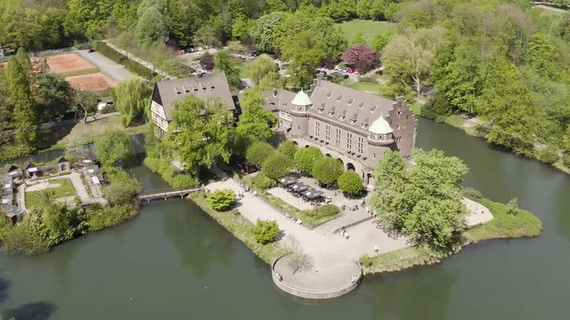 Aerial View Watercastle Gladbeck Germany Sunny Day 
