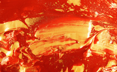 Beautiful abstract drawing made with gold paint as background