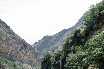 summer mountains against a cloudy sky. Gunibsky district of Dagestan