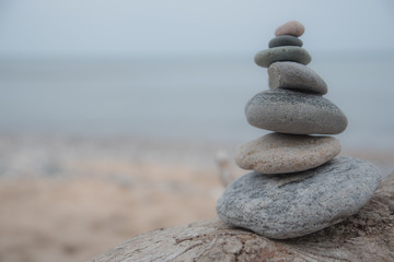 zen stones on the beach