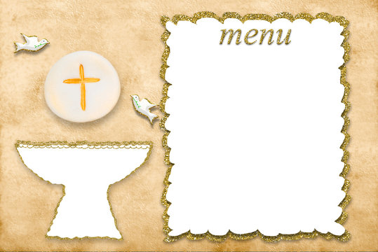 First holy communion menu card.