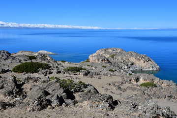 Tibet, holy lake Nam-Tso (Nam Tso) in summer, 4718 meters above sea level.  Place of power