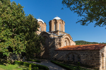 Sunset view of Lesnovo Monastery of St. Archangel Michael and St. Hermit Gabriel of Lesnovo,...