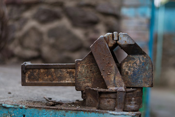 Old vise for metal