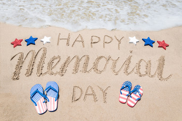 Memorial day background on the beach near ocean