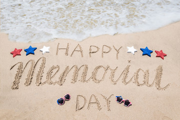 Memorial day background on the beach near ocean