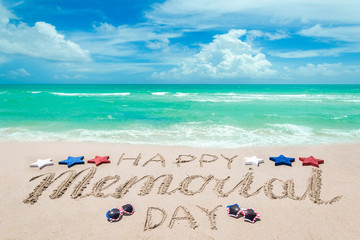 Memorial day background on the beach near ocean