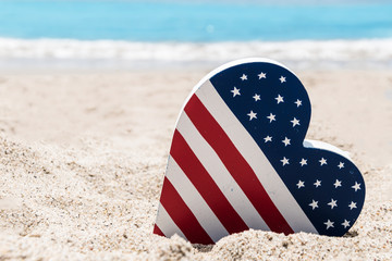 Patriotic USA background on the sandy beach