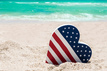 Patriotic USA background on the sandy beach