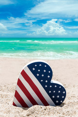 Patriotic USA background on the sandy beach