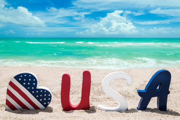 Patriotic USA background on the sandy beach