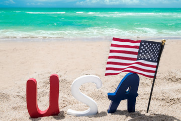 Patriotic USA background on the sandy beach