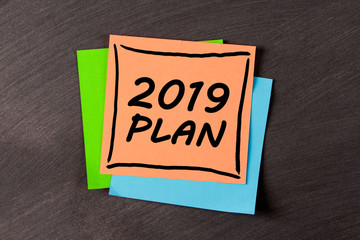 2019 Plan Concept On Sticky Note