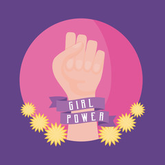 girl power celebration card with hand fist