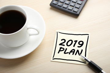 2019 Plan Concept On Sticky Note