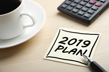 2019 Plan Concept On Sticky Note