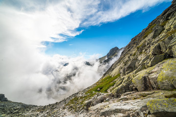 Foggy Mountains. On the Way to the Cottage under Rysy Mountain, High Tatras, Slovakia