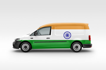 India Flag on Side of Van