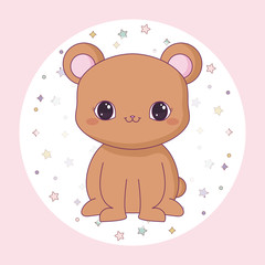 cute bear anima in frame circular