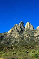 Dawn light and the moon at Organ Mountains-Desert Peaks National Monument in New Mexico