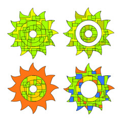 Abstract the sun, the contour of the gear