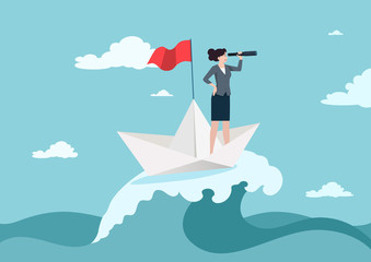 Business concept of vision.  Direction of business and management. Symbol of the leader man.Vector illustration.