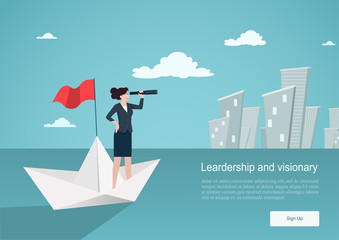 Business concept of vision. Direction of business and management. Symbol of the leader man.Vector illustration.