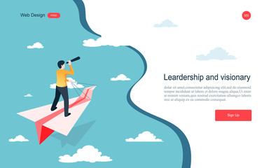 Business concept of vision.  Direction of business and management. Symbol of the leader man.Vector illustration. © kai001