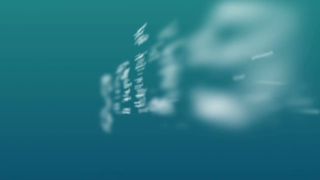 Light blue background with subject words, which deal with marketing. The bold word appears from connected concept words. Close up. Copy space. 3D. Animatiom. 4K.
