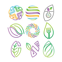 Leaf Logo Design Vector Template Set