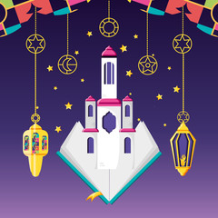 ramadan kareen celebration card with mosque