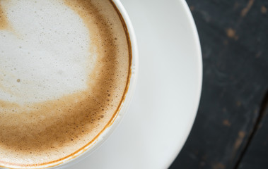 Flatlay Half Heart Shape Froth Milk Latte Art in White Coffee Cup 4