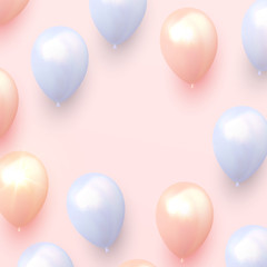 Background with helium balloons. Realistic celebration baloon.