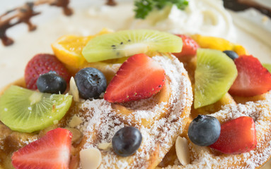 Strawberry Blueberry Kiwi Lemon Waffle Chocolate Dessert 2