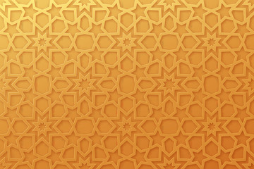 Arabic pattern background. Islamic gold ornament vector.