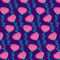 Fototapeta premium pattern of beautiful flowers with branches and leafs