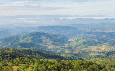 Fototapeta na wymiar Landscape Mountain Lan Hin Lan Pee View Point at Phu Langka National Park Phayao Thailand