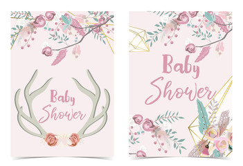 Geometry pink gold baby shower invitation card