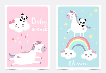 Pink blue hand drawn postcard