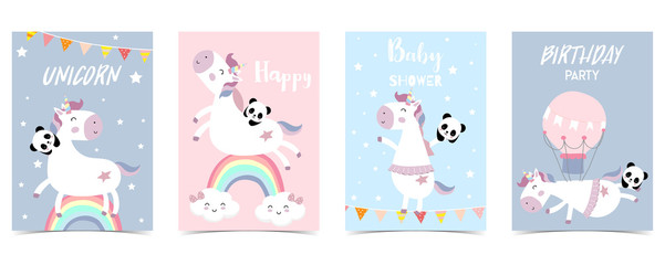  pastel card with unicorn,rainbow