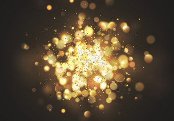 Obraz premium Christmas golden lights. Background of bright glow bokeh