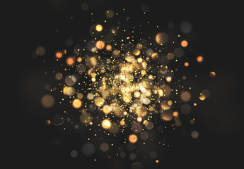 Christmas golden lights. Background of bright glow bokeh © lauritta