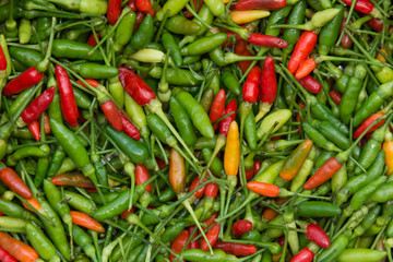 red and green hot chili peppers